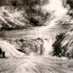 Sumi ink on handmade washi paper 26 × 35 cm Tusz sumi na ręcznie wykonanym papierze washi 26 × 35 cm