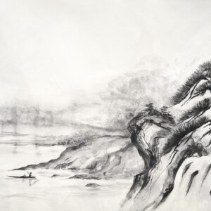 Mountain Landscape / Krajobraz Górski Sumi ink on handmade washi paper 26 × 35 cm Tusz sumi na ręcznie wykonanym papierze washi 26 × 35 cm