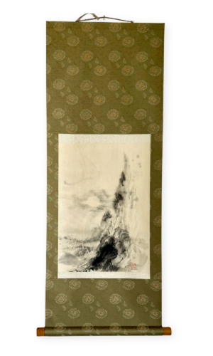 The Lonely Temple on the Rock (Iwa-no-Koji 岩の孤寺) / Samotna Świątynia na Skale - Tusz sumi na ręcznie wykonanym papierze washi 35 × 25 cm